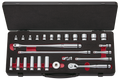 3/8"sq. Socket Wrench Set (6pt.) Metric (26pcs.) with Steel Case