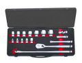 1/2"sq. SOCKET WRENCH SET (17pcs.) WITH STEEL CASE