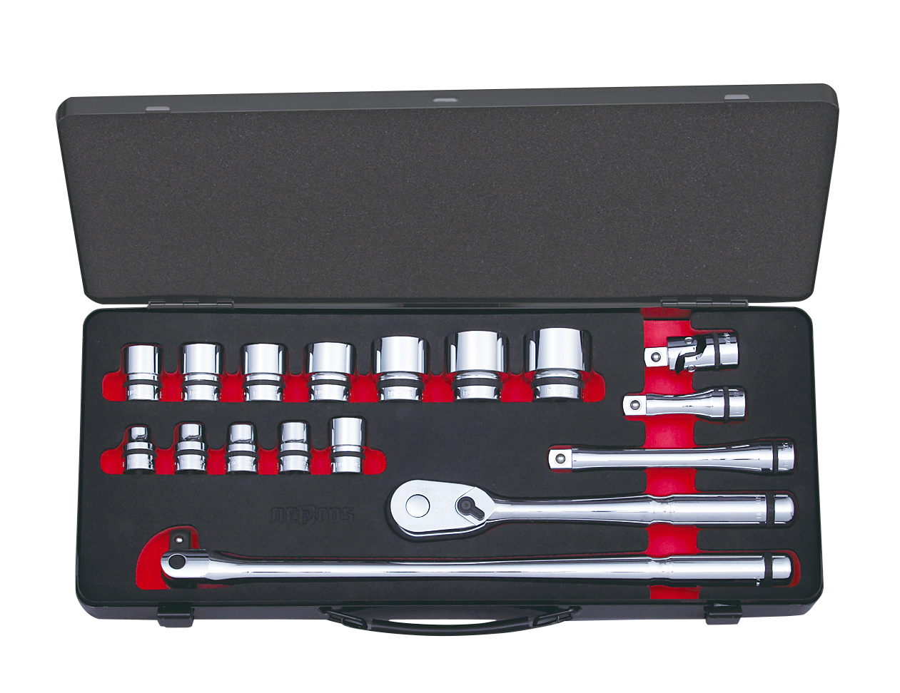 1/2"sq. SOCKET WRENCH SET (17pcs.) WITH STEEL CASE